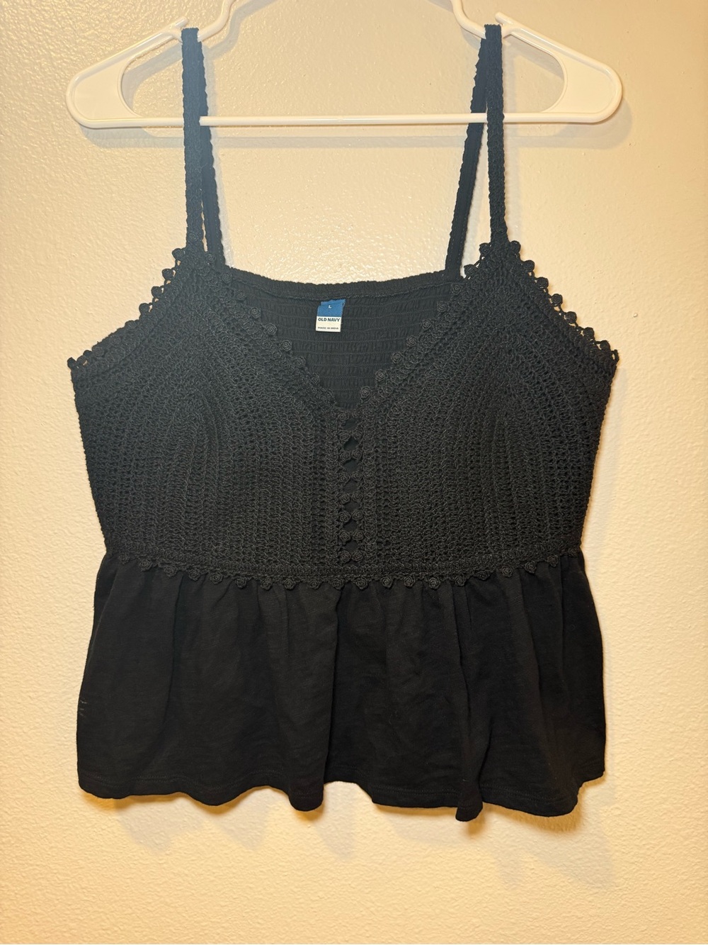 Old Navy Black Crochet Peplum Camisole